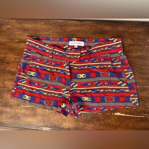 Amanda Uprichard Size Small Red Aztec Printed Silk Shorts